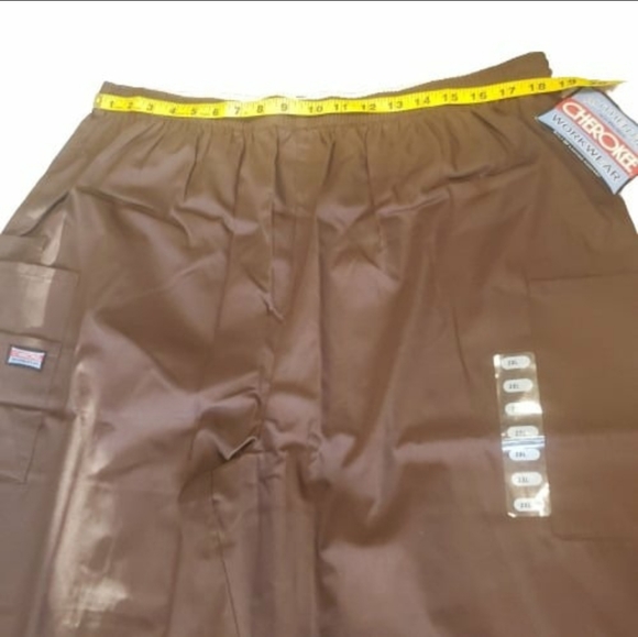 CHEROKEE ELASTIC WAISTBAND 2XL CHOCOLATE SCRUB/UNIFORM PANTS W/TAGS (STYLE 4200) - Picture 9 of 16